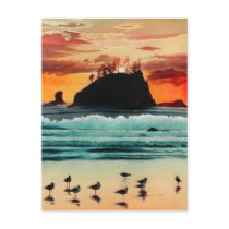 "Seastacks" Ocean Sunset Watercolor postcards
