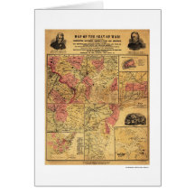 Seat Of Civil War Map 1862 Greeting Cards