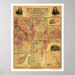 Seat Of Civil War Map 1862 Posters