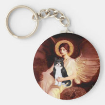 Seated Angel - Black and White Cat Key Chains
