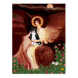 Seated Angel - Black and White Cat Postcard