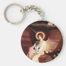 Seated Angel - Smooth Fox Terrier Keychain