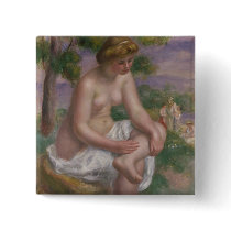 Seated Bather in a Landscape or, Eurydice Pinback Buttons