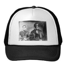 Seated Man and Woman Couple 1840 Mesh Hat