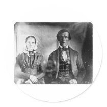 Seated Man and Woman Couple 1840 Round Stickers