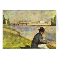 Seated man by Georges Seurat Greeting Cards