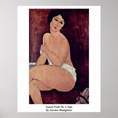 Seated Nude On A Sofa, By Amedeo Modigliani Posters
