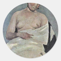 Seated Woman With Bare Chest,  By Corot Jean-Bapti Sticker