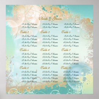 Seating chart beach theme wedding elegant print