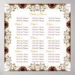 "Seating charts" burgundy gold vintage wedding Print