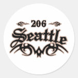 Seattle 206 round stickers