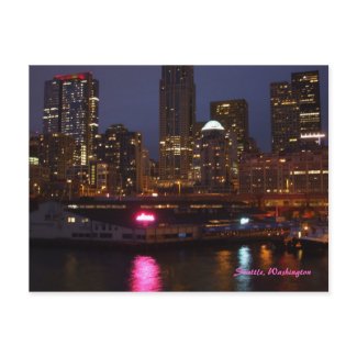 Seattle at Night postcard
