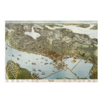Seattle birdseye map  - 1891 (Koch) BigMapBlog posters