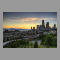Seattle Downtown Skyline at Sunset posters