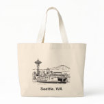 Seattle Ferry Washington State Line Art Tote Bags