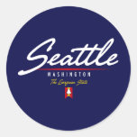 Seattle Script Round Stickers