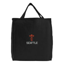SEATTLE, SEA BLACK TOTE embroidered bags by edem13 SEATTLE, SEA BLACK TOTE embroidered bags
