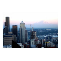 Seattle Skyline with Mt. Rainier posters
