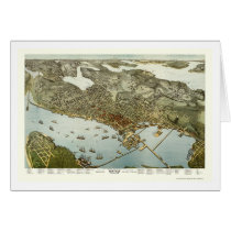 Seattle, WA Panoramic Map - 1891 Greeting Cards