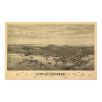 Seattle Washington 1878 Antique Panoramic Map posters by terraprints_classic Seattle Washington 1878 Antique Panoramic Map posters