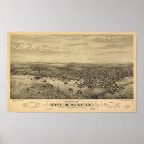 Seattle Washington 1878 Antique Panoramic Map posters