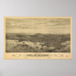 Seattle Washington 1878 Antique Panoramic Map posters