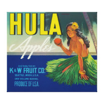 Seattle, WashingtonHula Apple Label Gallery Wrap Canvas