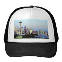 Seattle with Mount Rainier, Washington State, U.S. hats