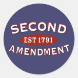 Second Amendment Est 1791 Round Sticker