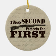 Second Amendment Protects First Amendment Christmas Tree Ornament