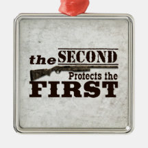 Second Amendment Protects First Amendment Christmas Tree Ornament