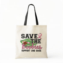 Second Base 10 Breast Cancer Tote Bags