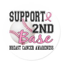 Second Base 14 Breast Cancer Round Sticker