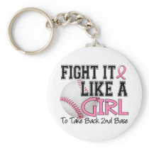Second Base 19 Breast Cancer Keychains