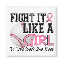 Second Base 19 Breast Cancer Fridge Magnets
