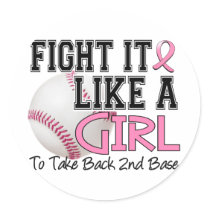 Second Base 19 Breast Cancer Round Sticker