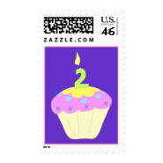 Second Birthday Cupcake Stamp - Purple stamp