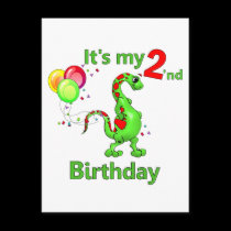 Second Birthday Dinosaur postcards