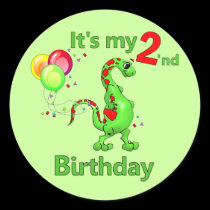 Second Birthday Dinosaur stickers