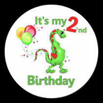 Second Birthday Dinosaur stickers