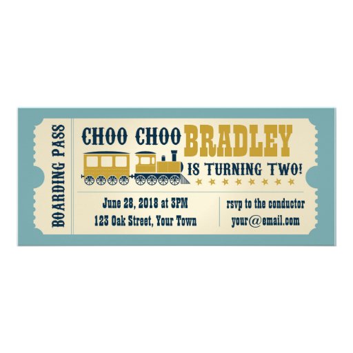 Second Birthday Train Ticket Invitation Invitations (front side)