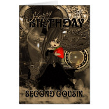 Second Cousin Birthday Card Steampunk Cutie Pie