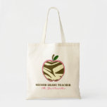 Second Grade Teacher Bag - Brown Zebra Print Apple