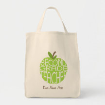 Second Grade Teacher Bag - Green Apple