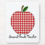 Second Grade Teacher Red Gingham Apple Mouse Pad