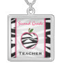 Second Grade Teacher Zebra Print Apple Necklace