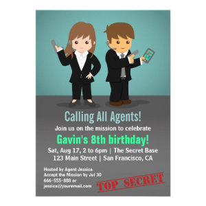 Secret Agent Birthday Party Invitations