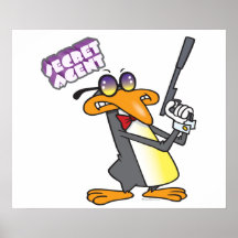 secret agent penguin cartoon character print