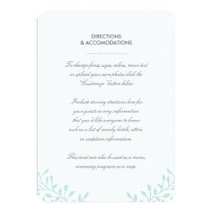 Secret Garden Wedding Insert Card - Mint 4.5