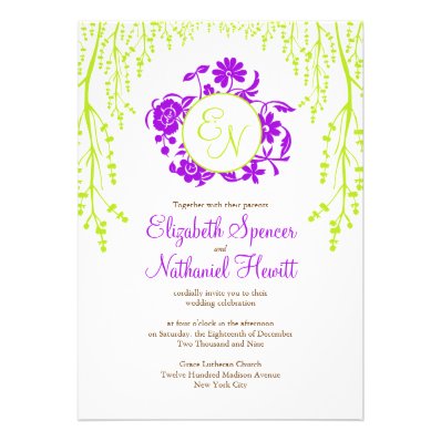 Secret Garden Wedding Invitation Purple Green